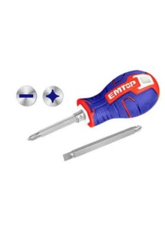 EMTOP MBTstore ESDRH0201 2-in-1 Screwdriver Set, 6.35 x 75 mm Shank Size, PH2 + SL6, CR-V Material, Interchangeable Handle, Plastic Hanger Packing