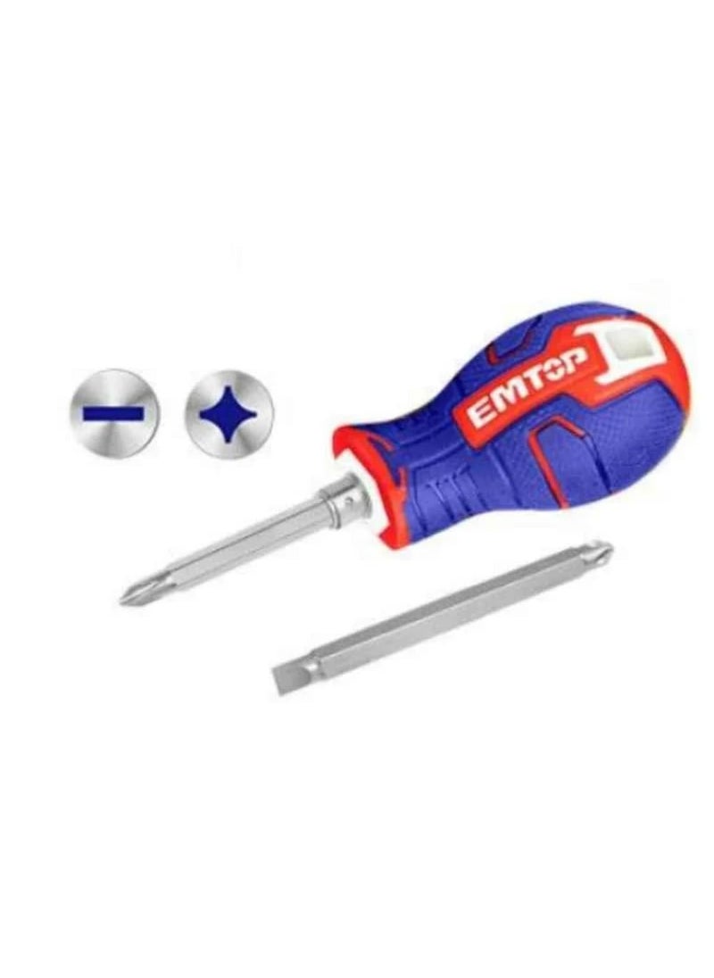 EMTOP - EMTOP MBTstore ESDRH0201 2-in-1 Screwdriver Set, 6.35 x 75 mm Shank Size, PH2 + SL6, CR-V Material, Interchangeable Handle, Plastic Hanger Packing - Image 1