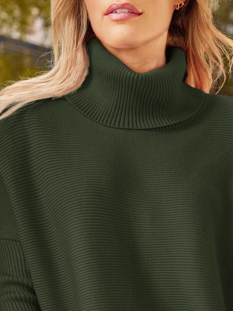 LILLUSORY Oversized Turtleneck Pullover Sweater Women 2025 Long Tunic Cozy Winter Trendy Plus Size Poncho Cowl Neck Cute Casual Early Fall Fashion Must Have Work Old Money Clothes Outfit Clothing - Image 2