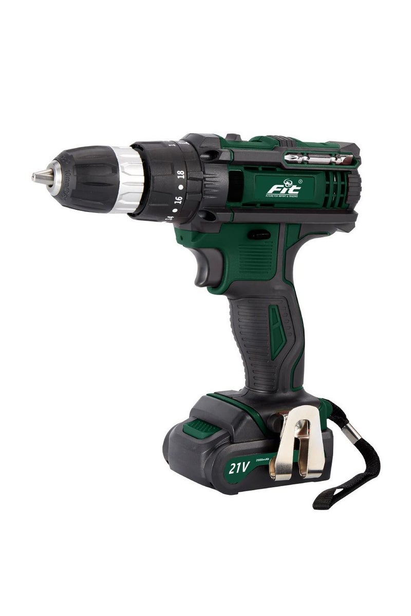 FIT 21V Lithium Battery Drill + Plastic Case + 2 Batteries + Fast Charger – DR78 - Image 1