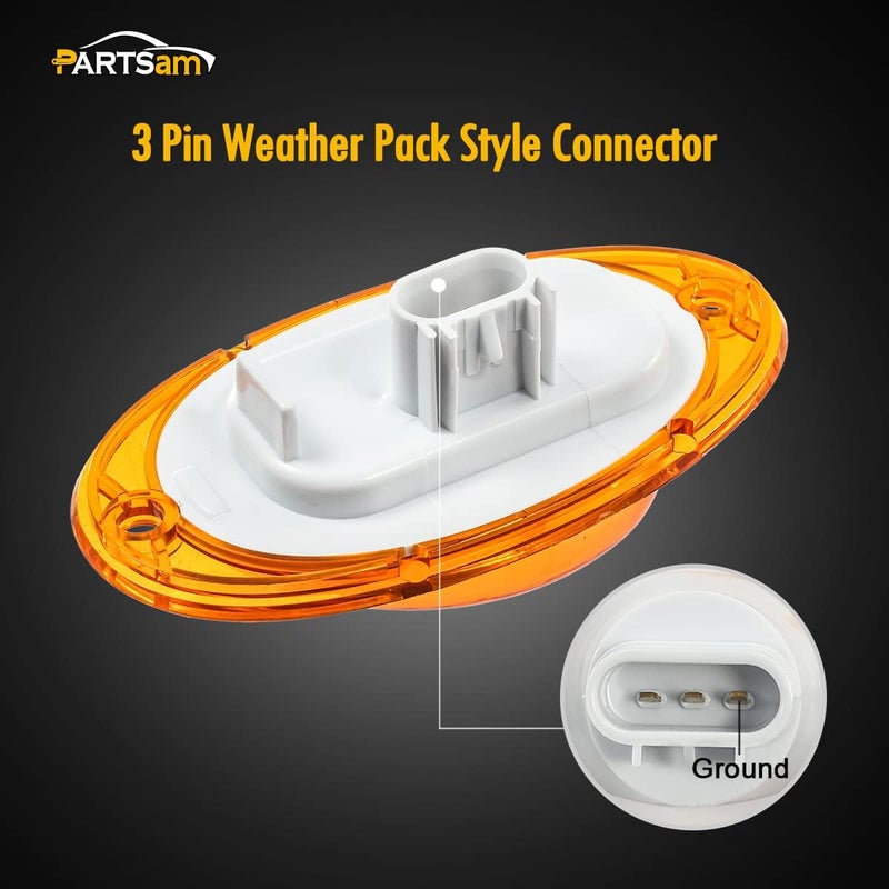 Partsam For Freightliner Cascadia Amber LED Side Marker Turn Signal Lights 5-2835-SMD Sealed Replacement for Freightliner Led Side of Cab Turn Marker/Parking Lights Clearance Lamps (Pack of 2) - Image 4