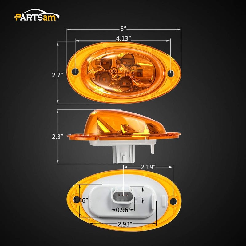 Partsam For Freightliner Cascadia Amber LED Side Marker Turn Signal Lights 5-2835-SMD Sealed Replacement for Freightliner Led Side of Cab Turn Marker/Parking Lights Clearance Lamps (Pack of 2) - Image 5