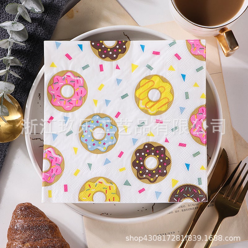Supply Spot New Leaves Color Printing Napkin Paper Towel Western Restaurant Bakery For Facial Tissue - Image 1