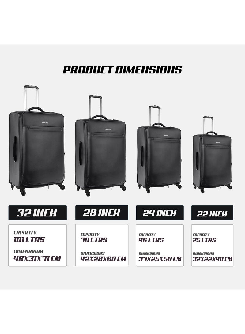 PARAJOHN طقم حقائب سفر جلدية فاخرة 4 قطع - حقائب دوارة 4 عجلات متينة مع مقبض حمل - حقائب سفر خفيفة الوزن باللون الأسود - أنيقة وموثوقة - Image 5