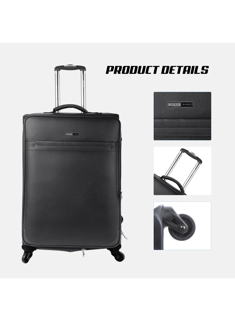 PARAJOHN Prime Luxe 4-Piece Leather Luggage Set – Durable 4-Wheel Spinner Suitcases with Grab Handle – Lightweight Travel Bags in Black – Stylish and Reliable
