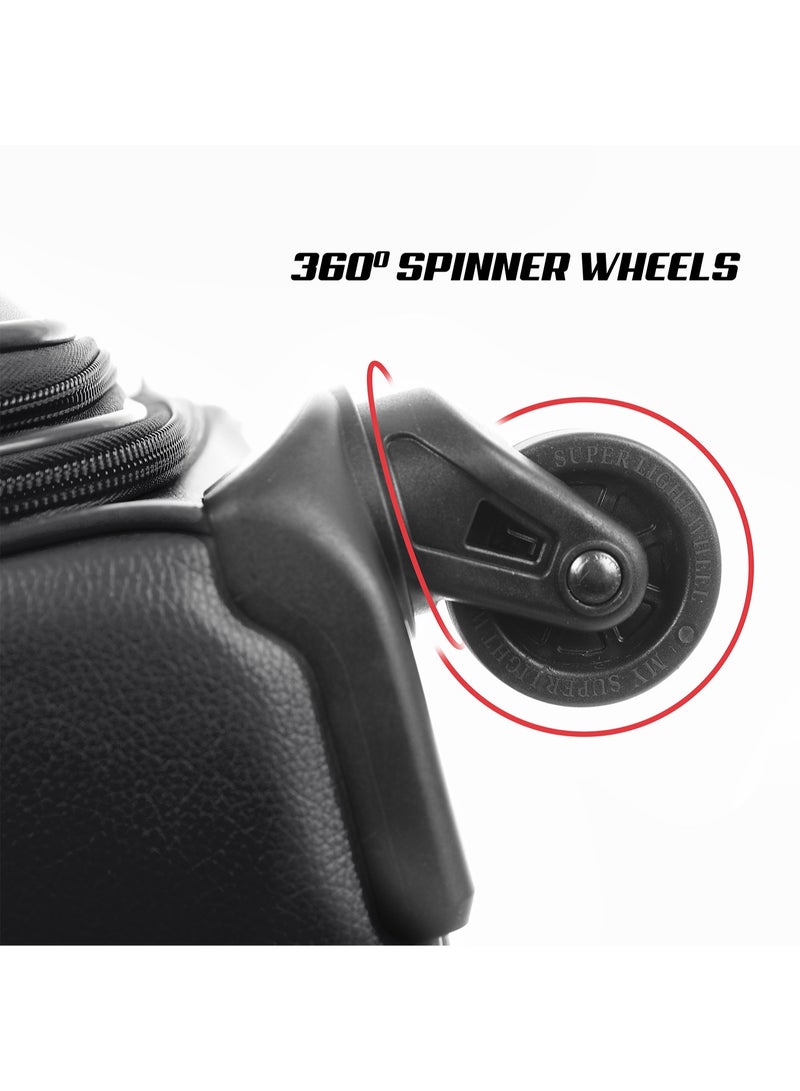 PARAJOHN طقم حقائب سفر جلدية فاخرة 4 قطع - حقائب دوارة 4 عجلات متينة مع مقبض حمل - حقائب سفر خفيفة الوزن باللون الأسود - أنيقة وموثوقة - Image 3