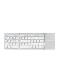 NIBEMINENT لوحة مفاتيح لاسلكية قابلة للطي مع لوحة لمس لجهاز iPhone 6s/iPad Pro/MacBook باللون الأبيض  - Image 1