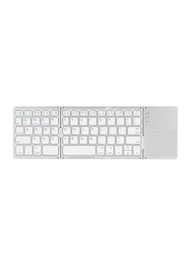 NIBEMINENT لوحة مفاتيح لاسلكية قابلة للطي مع لوحة لمس لجهاز iPhone 6s/iPad Pro/MacBook باللون الأبيض  - Image 1