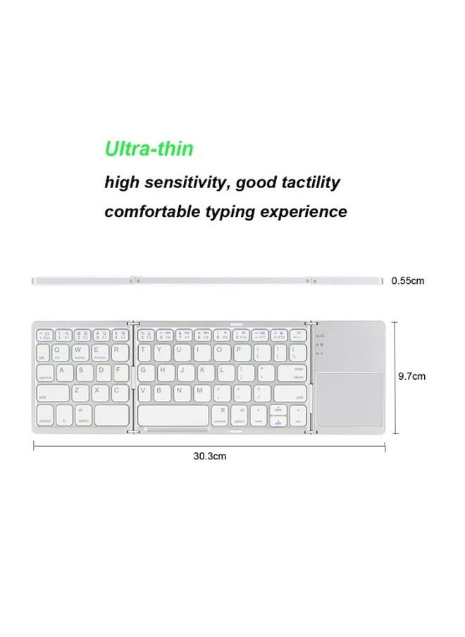 NIBEMINENT لوحة مفاتيح لاسلكية قابلة للطي مع لوحة لمس لجهاز iPhone 6s/iPad Pro/MacBook باللون الأبيض  - Image 3