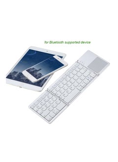 NIBEMINENT لوحة مفاتيح لاسلكية قابلة للطي مع لوحة لمس لجهاز iPhone 6s/iPad Pro/MacBook باللون الأبيض  - Image 5