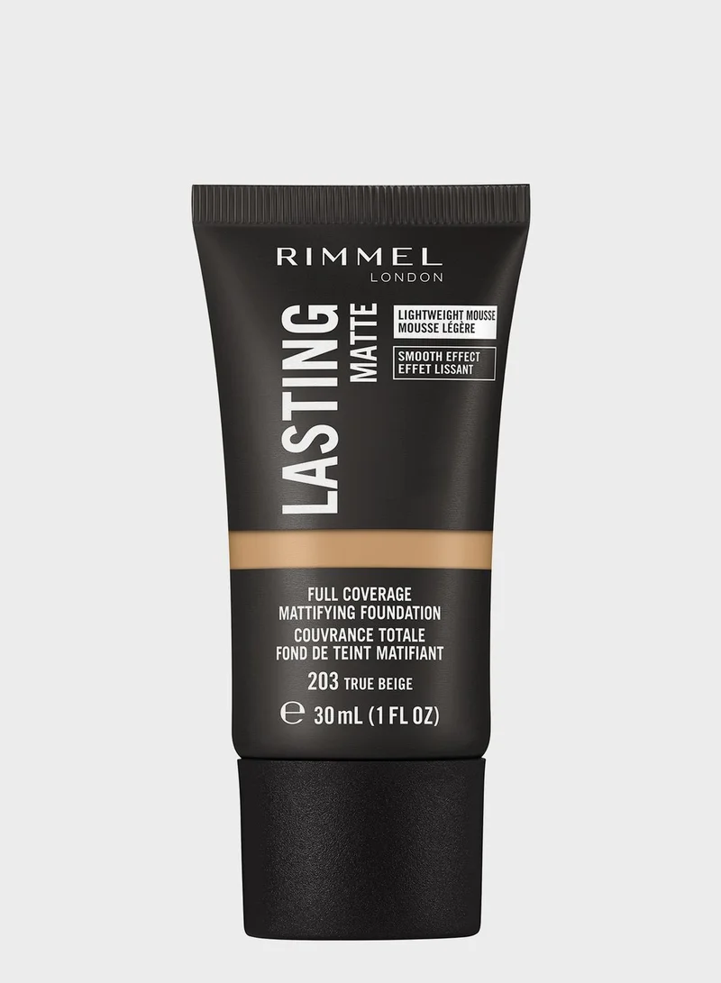 RIMMEL LONDON Rimmel Lasting Finish Matte Foundation – 203 – True Beige, 30ml