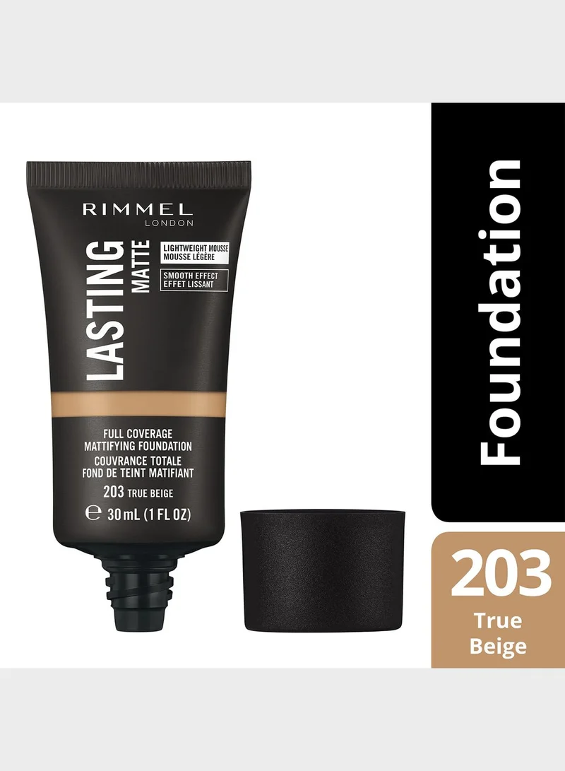 RIMMEL LONDON Rimmel Lasting Finish Matte Foundation – 203 – True Beige, 30ml