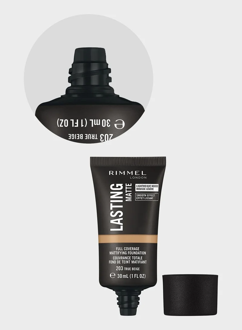 RIMMEL LONDON Rimmel Lasting Finish Matte Foundation – 203 – True Beige, 30ml