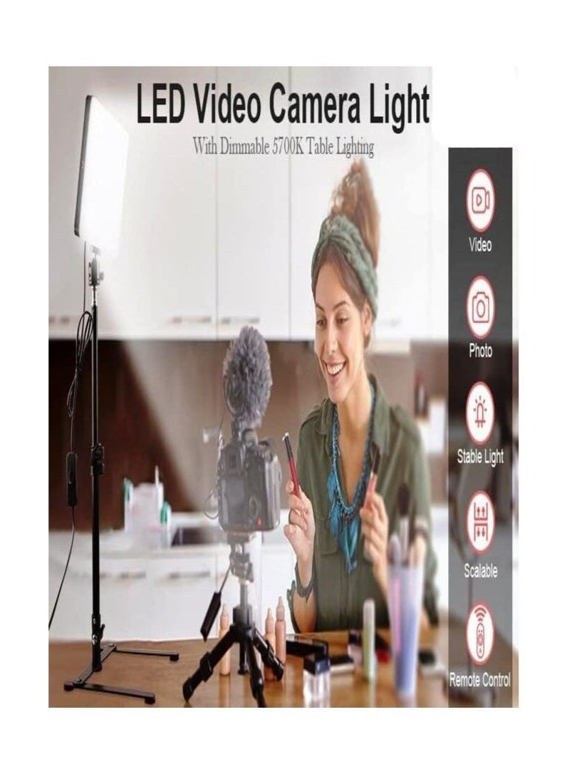 ليدين مصباح كاميرا LED MM240 - لوحة قابلة للتعتيم مقاس 11 بوصة مع جهاز تحكم عن بُعد، 240 مصباح LED، درجة حرارة لون قابلة للتعديل (2700 كلفن - 5700 كلفن)، مؤشر تجسيد اللون 95، حامل ثلاثي القوائم - للتصوير الفوتوغرافي، وتصوير الأفلام، والتدوين بالفيديو، والبث المباشر - Image 5