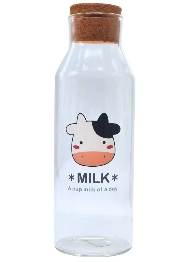 Generic - Glass milk bottle with lid in different colored cartoon shapes, 900 ml - Image 1
