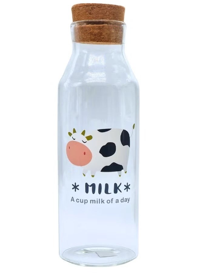 Generic - Glass milk bottle with lid in different colored cartoon shapes, 900 ml - Image 1
