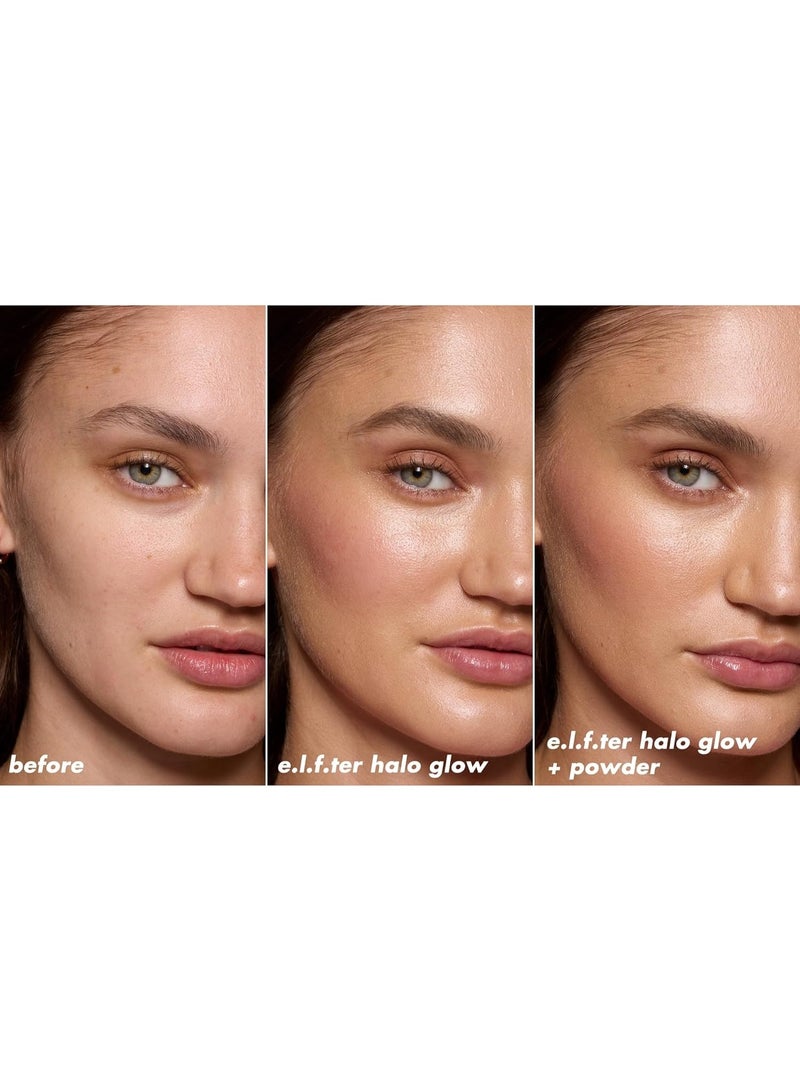 elf Halo Glow Pressed Finish Dust Filter, Buildable Coverage, Wrinkle Resistant, Light Warm - Image 3