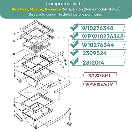 MONST W10276348, WPW10276348, W10276344, 2309524, 2312014 Glass Shelf Compatible with Whirlpool, Kenmore, maytag, Amana, Crosley, etc, Refrigerator (Some Models), Part Number : AP6018411, PS11751713 - Image 4