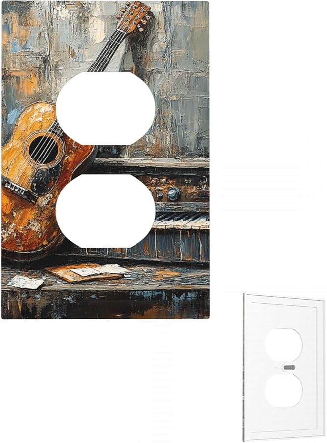 Style S Single Toggle 1 Gang Light Switch Plate Guitar Bass Music Decorative Faceplate 5 X 3 Inch - Image 1