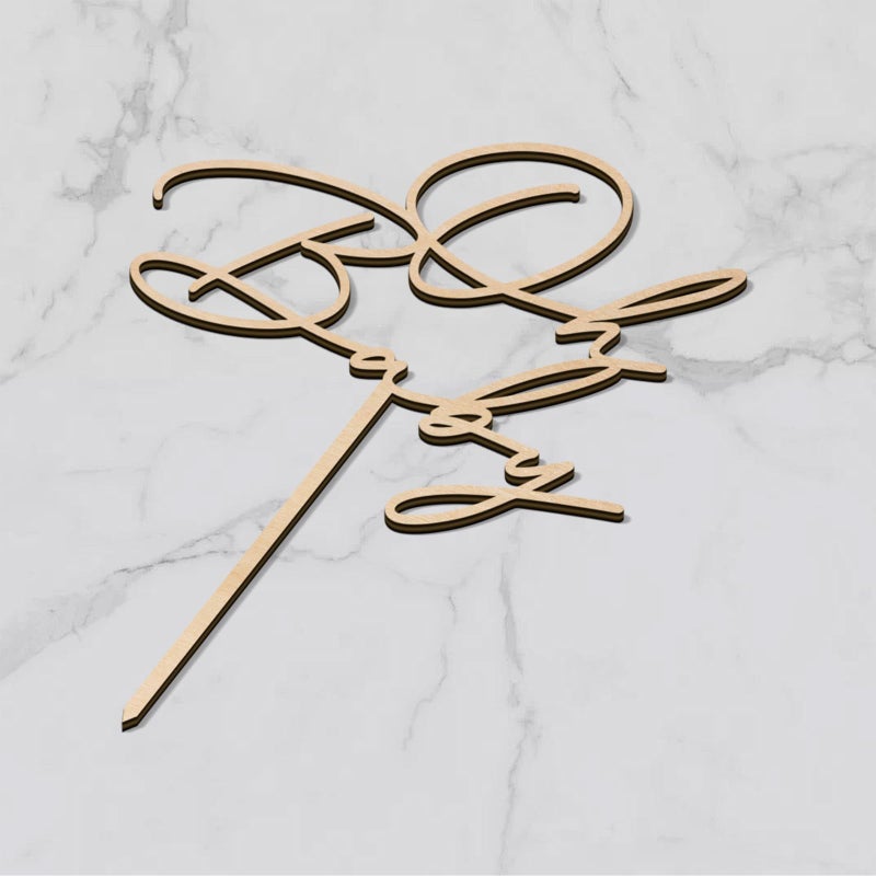Party to Be Oh Baby Cake Topper in Wood Baby Shower Gender Reveal Party Cake Decoration (Design 03) - Image 5