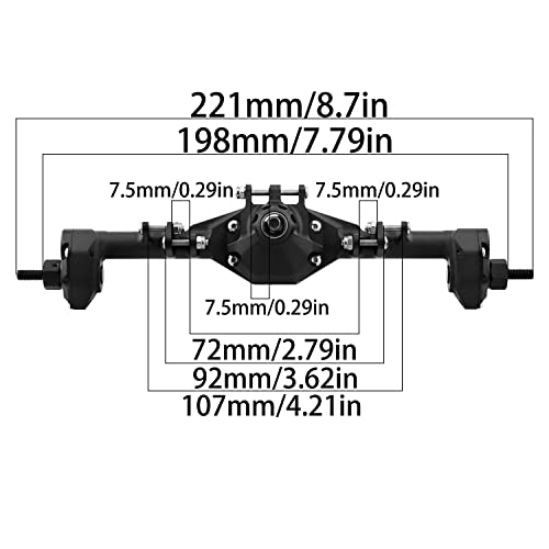 hyBDX Rc HyBDX CNC Aluminum Alloy Anodized Front and Rear Portal Axle Upgrade for 1/10 RC Rock Crawlers, Compatible with SCX10 II… (Black) - Image 3