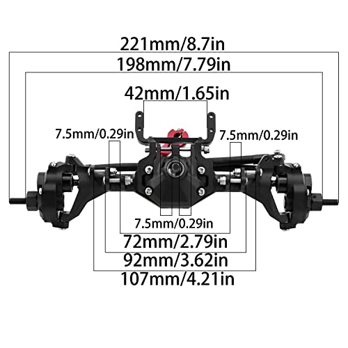 hyBDX Rc HyBDX CNC Aluminum Alloy Anodized Front and Rear Portal Axle Upgrade for 1/10 RC Rock Crawlers, Compatible with SCX10 II… (Black) - Image 2