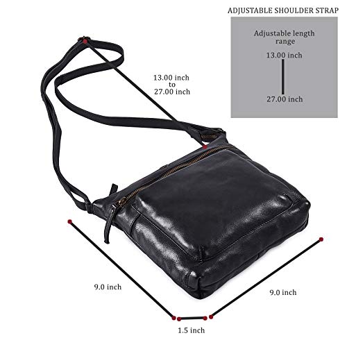 Cochoa Real Leather Purse for Women Crossbody Bag Travel Shoulder Handbag Small Vintage Pocketbook (Black Washed Vintage) - Image 4