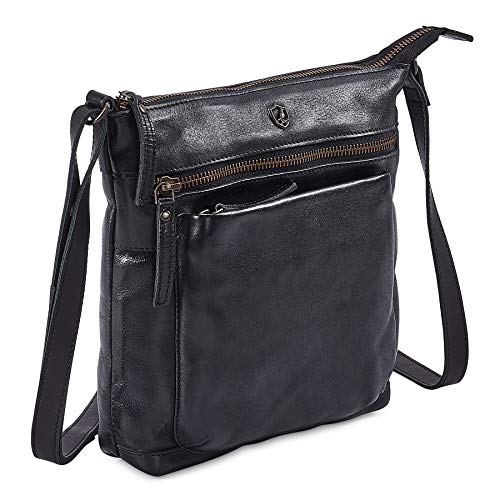 Cochoa Real Leather Purse for Women Crossbody Bag Travel Shoulder Handbag Small Vintage Pocketbook (Black Washed Vintage) - Image 2
