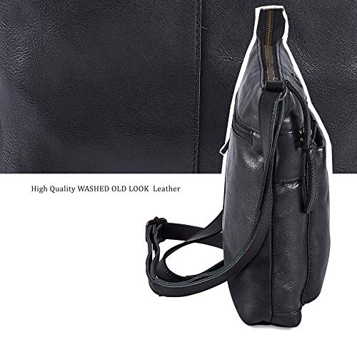 Cochoa Real Leather Purse for Women Crossbody Bag Travel Shoulder Handbag Small Vintage Pocketbook (Black Washed Vintage) - Image 5