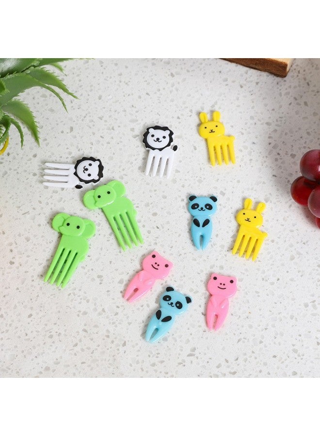 Cartoon Fruit Fork Set Cute Mini Lunch Note Children's Animal Pastry Decorative Plastic Fruit Sticks Creative Daily Tableware-Color:Opp Bag Packaging-Specifications: Panda Style 8pcs  - Image 4