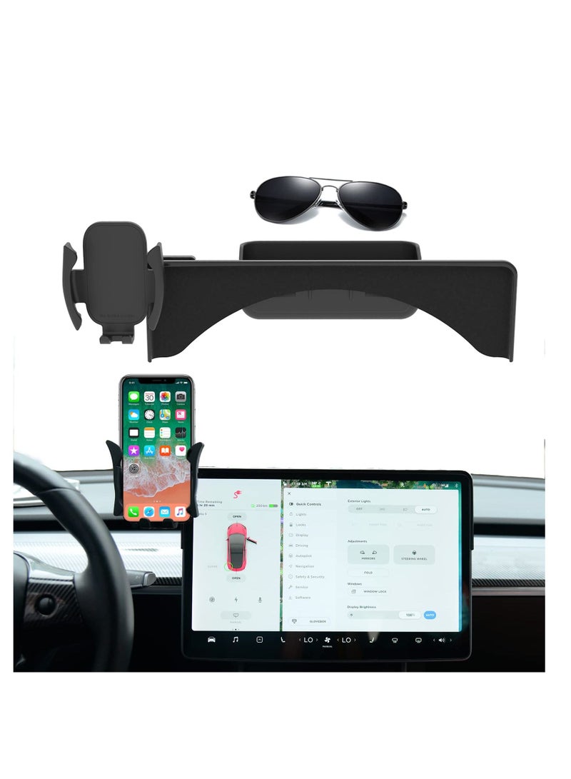 SYOSI Phone Holder for Tesla Model 3, Model Y, Cell Phone Mount Upgrade Silicone Silence Screen Phone Cradle Kits - Image 1