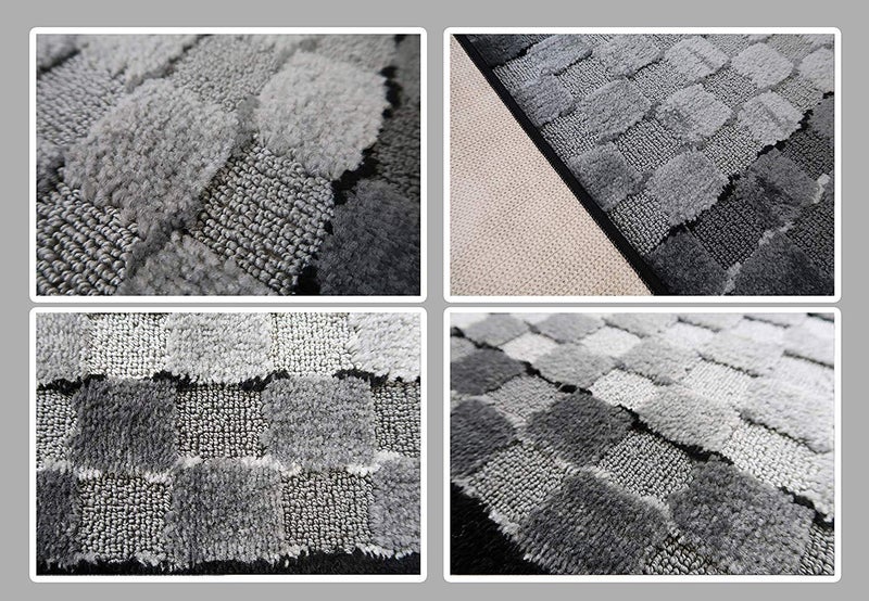 ORFA HOME 6 ft Long Non-Slip Washable Carpet Runner Rug with Rubber Backing, Custom Floor Mat for Kitchen Hallway Stairs Bedroom Bathroom Entryway, Checkered Black - Grey, Your Choice of Length, (26" X 6') - Image 5