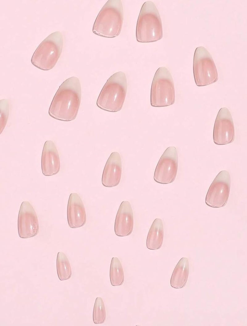 Suerte Press On Nails Almond tips very natural nude french Long Solid Color Glossy 24pcs Press On Nails shiny Manicure nail art trendy, Glazed style Fake acrylic nails with file and glue kit - Image 5