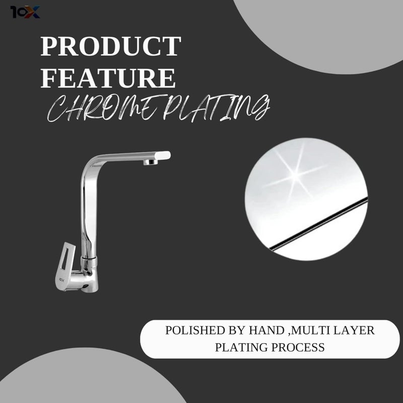 10X Rotateable Brass Swan Neck Tap SN9847 for WashbasinKitchen Table Mounted Chrome Plated - Image 2