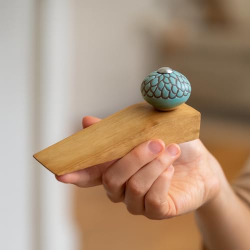 Indian-Shelf 1 Piece Wood Door Stopper for Home Rubber Etched Floor Gate Stopper Green Door Wedge Powerful Gripping - Image 4