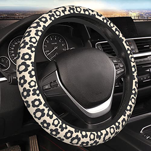 YANGDADA Flowers Vintage Groovy Steering Wheel Cover Universal 15 Inch Cute Car Accessories Protector for Women Men - Image 1