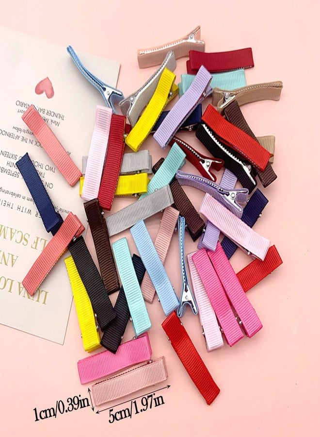 BetterJonny 76Pcs Alligator Hair Clips, BetterJonny 5cm Full Lined Hair Barrettes 19 Colors Small Duckbill Hair Clips DIY Ribbon Covered Sweet Color Soft Hair Accessories for Women and Girls - Image 4
