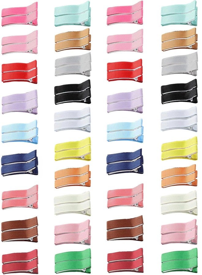 BetterJonny 76Pcs Alligator Hair Clips, BetterJonny 5cm Full Lined Hair Barrettes 19 Colors Small Duckbill Hair Clips DIY Ribbon Covered Sweet Color Soft Hair Accessories for Women and Girls - Image 1