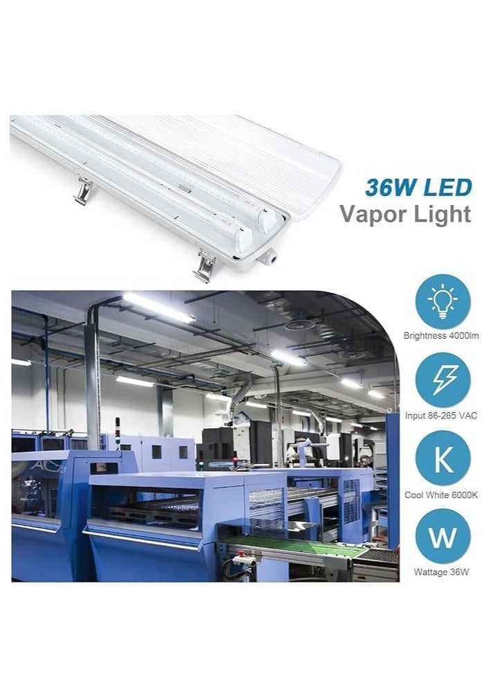 Midwest LED WATER PROOF 4ft Double Tube Light Fixture,(PACK OF 1) 36 Watt,4000lm, 6000K(Bright White),Clear Cover,IP65 Waterproof Light,Indoor/Outdoor Lighting,Corridor,Mall,Factory,Industrial Area,etc's - Image 5