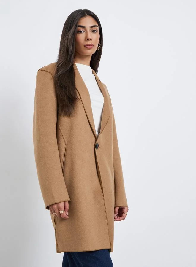 Styli Styli Women Brown Midi Coat with Button