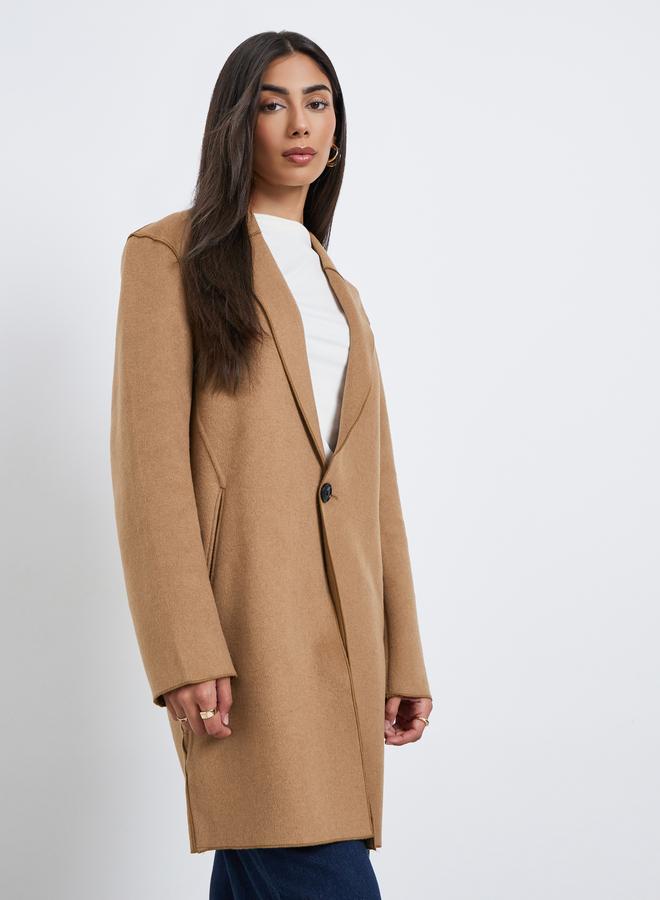 Styli Women Brown Midi Coat with Button - Image 2