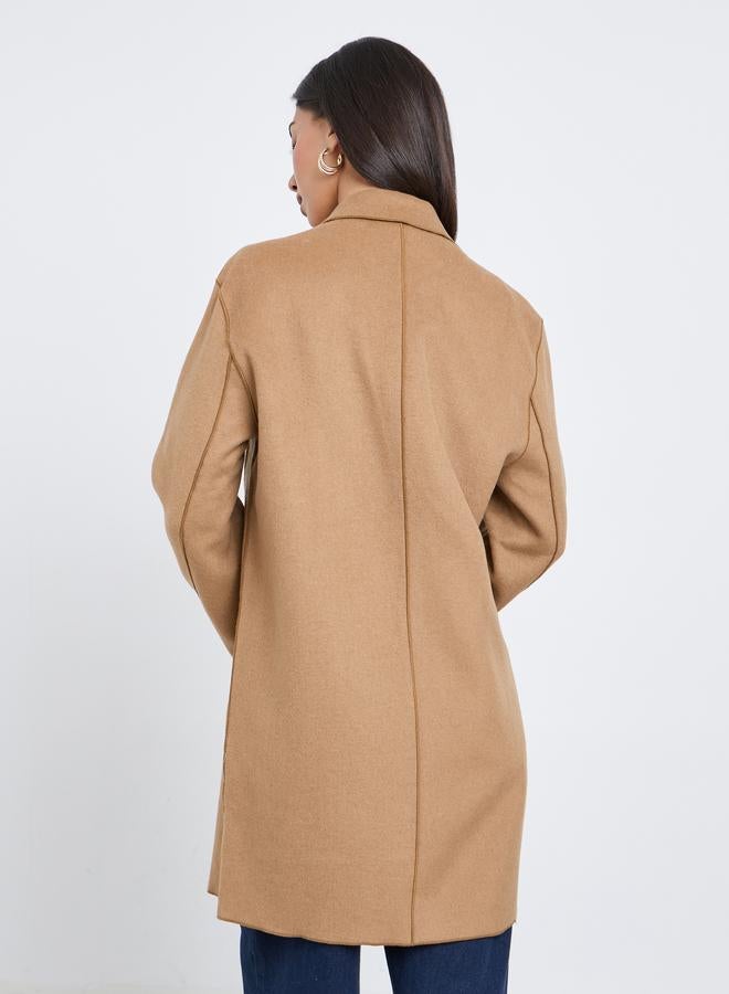 Styli Women Brown Midi Coat with Button - Image 4