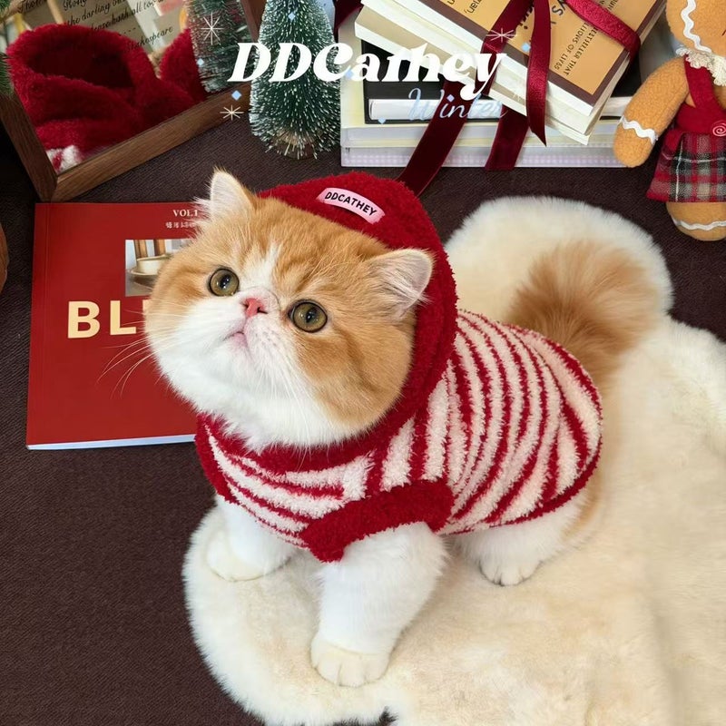 عام ملابس دافئة من الفلانيل صديقة للبشرة للخريف والشتاء للكلاب والقطط، مبطنة بالصوف (للحيوانات الأليفة تحت 8 كجم) - Image 1