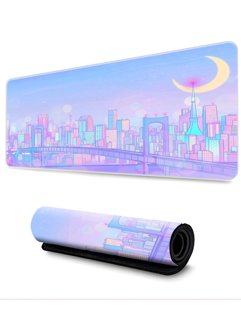 Gaming Mouse Pad Extended Large Mat Desk Pad Stitched Edges Mousepad Long Non-Slip Rubber Base Mice Pad(31.5x11.8x0.12 Inch)