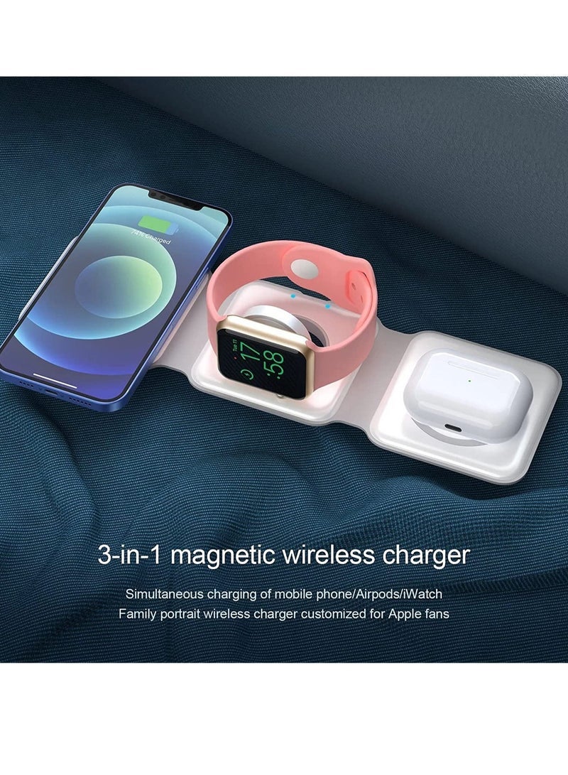 New 2022 Foldable Ultra-Thin Mobile Phone Watch Stand Charger 15W Fast QI Magnetic 3 in 1 Wireless - Image 3