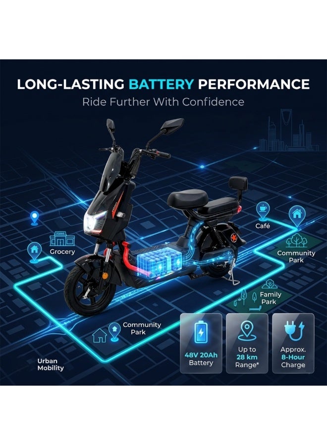 Crony Electric Bike for Adults with Suspension; 500w Motor,Up to 28 km/h, Up to 28 km Range, Max Load 150 kg - Image 3