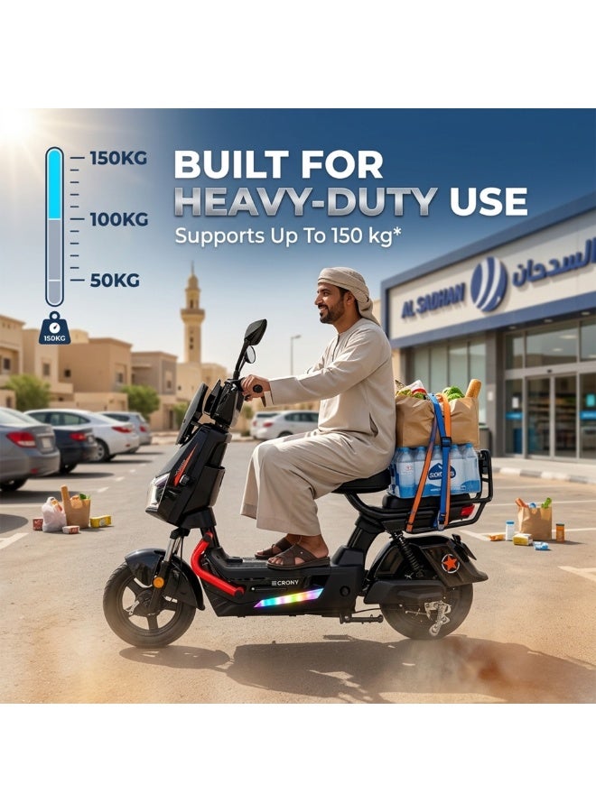 Crony Electric Bike for Adults with Suspension; 500w Motor,Up to 28 km/h, Up to 28 km Range, Max Load 150 kg - Image 5