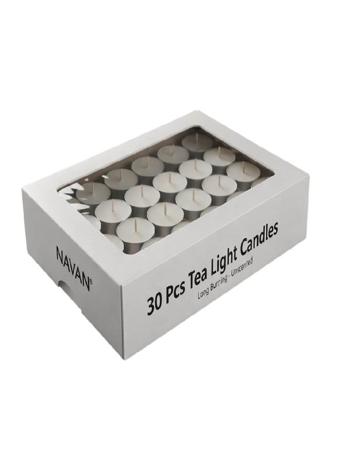 NAVAN® Premium Long-Burning (3hr) Tea Light Candles (30-Pcs ) Smokeless & Dripless Tea-Lights for Home Decor, Spa, Meditation, Decoration, Puja, Diwali, Parties & Festive.. - Image 1