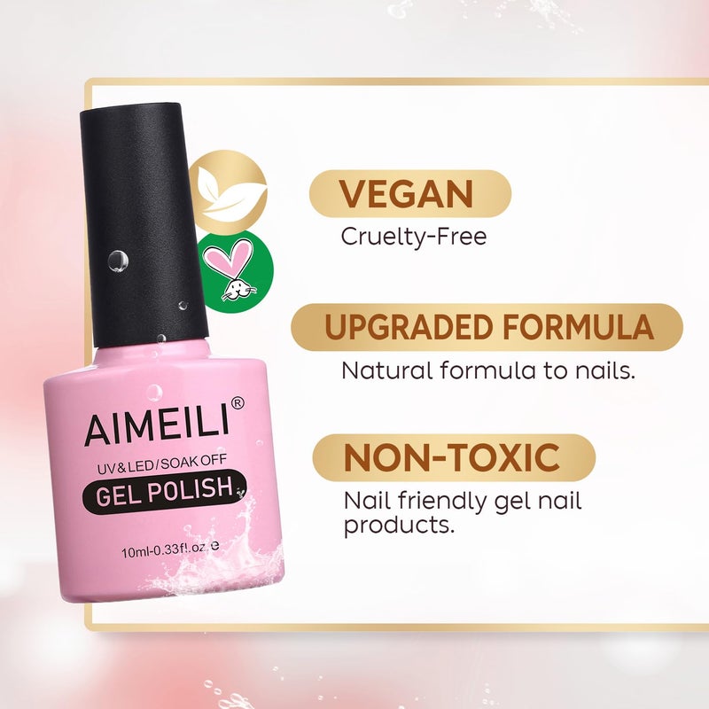 AIMEILI Hema Free Gel Nail Polish, Cruelty Free, Vegan, Soak Off U V LED Nail Lacquer, Black Wine Red Blue Glitter Color Gel Set Of 6pcs X 10ml - Kit Set 21 - Image 2