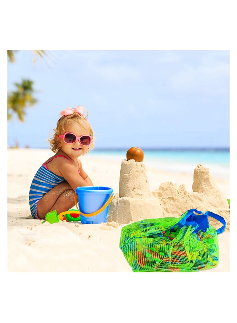 حقيبتان شبكيتان للتسوق على الشاطئ قابلة للطي، حقيبة كبيرة من الشبك، حقيبة تخزين للألعاب للأطفال، تخزين ألعاب الرمال والمناشف، تبقى بعيدة عن الرمال والماء أثناء السفر إلى البرك والشواطئ، 45 سم × 45 سم. - Image 2